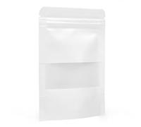 Evergreen Goods 50 pezzi di sacchetti di carta kraft bianca per alimenti (90x140mm) | Sacchetti con chiusura lampo robusti e riutilizzabili con finestra | Sacchetti da imballaggio richiudibili