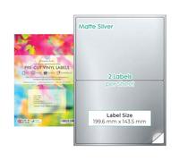 Evergreen Goods - Etichette autoadesive pretagliate, formato A4, impermeabili, argento opaco, 1 x 2 (2 per foglio): 20 etichette in totale, 10 fogli, stampabili a getto d'inchiostro e laser, retro