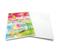 Evergreen Goods Ltd 10 Fogli A4 Carta adesiva lucida per stampanti, compatibile con stampanti inkjet e laser, carta adesiva vinilica trasparente e impermeabile per l'artigianato.