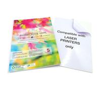 Evergreen Goods Ltd 20 Fogli A4 Bianco Lucido Impermeabile (PVC) Carta adesiva in vinile autoadesiva, compatibile con stampanti laser, carta per stampa adesiva ad alta definizione