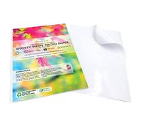 Evergreen Goods Ltd 50 fogli A4 lucidi, autoadesivi di qualità superiore, carta adesiva bianca per immagini, resistente agli schizzi per stampanti inkjet e laser