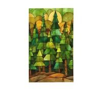 Evergreen Pine Tree Forest Stained Glass Yard House Bandiere, 0,9 x 1,5 m, striscione di auguri stagionale con occhielli per interni ed esterni, decorazioni per la casa