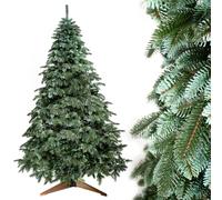 EVERGREEN TREE® Albero di Natale 210 cm - 100% Stampaggio ad Iniezione, Made in EU - Rami Densi Christmas Tree con Supporto in Legno Naturale