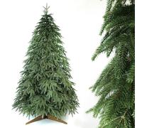 Evergreen Tree® Albero di Natale artificiale, 210 cm, 100% stampaggio a iniezione, con supporto in legno naturale, prodotto in UE, effetto realistico, albero di Natale artificiale