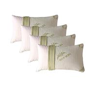 EvergreenWeb - 2 Coppia di Cuscini in Lattice Naturale con Fodera Aloe Vera BIO Sfoderabili e Lavabili, Modello Saponetta 100% Fiocco Lattice, 4 Guanciali Letto per Dolori Cervicali Alti 15 cm 42x72