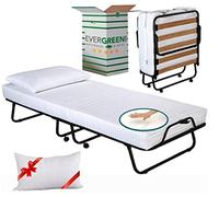 EVERGREENWEB - Brandina Pieghevole con Materasso Memory Foam 90x200 Alto 10 cm + Cuscino Gratis, Rivestimento Sfoderabile Rete Singola a Doghe Legno Ortopedica, Letto Salvaspazio SCONTI