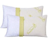 EVERGREENWEB - Coppia Cuscini 40x70 in Memory Foam e Fodera di BAMBOO da Letto o Arredo Divano alti 15 cm 2 Guanciali per Dolori Cervicali con Imbottitura Fiocco 100% effetto Piuma Anallergico Bianchi