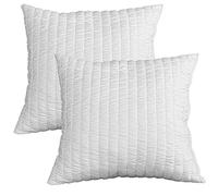 Evergreenweb - Coppia Cuscini 45x45 in Memory Foam da Letto Arredo Casa o Esterno alti 14cm 2 Guanciali per Dolori Cervicali con Imbottitura Fiocco 100% effetto Piuma Antiacaro Morbidi Bianchi OFFERTA