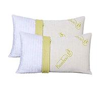 EVERGREENWEB Coppia Cuscini in MEMORY FOAM e Fodera in fibra di BAMBOO 40x70 alti 12 cm da Letto o Arredo Divano Imbottitura 100% Fiocco effetto Piuma Antiacaro 2 Guanciali Sfoderabili OFFERTA PRIME