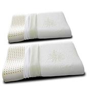 Evergreenweb - Coppia Cuscini Lattice 100% Cervicale con Fodera Aloe Vera e Cotone Naturale, Doppia Onda Ortocervicale, Tessuto Sfoderabile e Lavabile, Guanciali Letto Ortopedici per Tutti Materassi