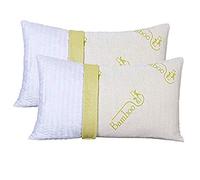 EVERGREENWEB Coppia Cuscini Letto in Memory Foam e Fodera in Fibra di Bambu Sfoderabili 40x70 h 12 cm Imbottitura Effetto Piuma con Fiocchi 100% Schiuma a Memoria CERVICALE 2 Guanciali Nuvola Bamboo