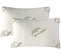 Evergreenweb - Coppia di Cuscini in Lattice Naturale con Fodera Aloe Vera 42x72 Sfoderabili e Lavabili, Modello Saponetta 100% Fiocco Lattice Antiacaro, Guanciali Letto per Dolori Cervicali alti 15 cm