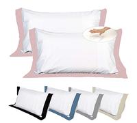 EVERGREENWEB Cuscini Letto Coppia 100% Memory Foam alti 18 cm con Elegante Set di 4 Fodere GRATIS in Morbido Cotone Bianco + Balza Rosa 2 Guanciali per dolori CERVICALI in Schiuma Ergonomica ANTIACARO