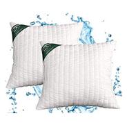 Evergreenweb - Cuscini Letto Coppia 45x45 alti 12 cm LAVABILI in Lavatrice 2 Cuscini Decorativi Divano Arredo Casa o Esterno Imbottitura Fiocco Super Soft Morbidi effetto piuma Antiacaro fodera Bianca