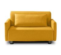 EVERGREENWEB Divano Letto 2 Posti con Materasso una Piazza e Mezza 120x190 Ortopedico, Prontoletto RICHIUDIBILE 2 in 1, Rivestimento Giallo SFODERABILE Braccioli Slim Cuscini SUPERSOFT Inclusi | EDITH
