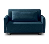 EVERGREENWEB Divano Letto 2 Posti con Materasso una Piazza e Mezza 120x190 Ortopedico, Prontoletto RICHIUDIBILE 2 in 1, Rivestimento Blu SFODERABILE, Braccioli Slim, Cuscini SUPERSOFT Inclusi | EDITH
