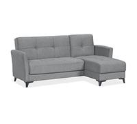 EVERGREENWEB Divano letto 3 Posti con Contenitore Trasformabile, Divano Angolare con Penisola Chaise Longue, Schienale Reclinabile 3 Livelli Clic Clac, Morbido Tessuto Imbottito Grigio, Braccioli Slim