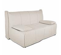 EVERGREENWEB Divano Letto 3 Posti con Materasso Matrimoniale 140x190 Prontoletto RICHIUDIBILE Rivestimento con Balze SFODERABILE e Lavabile Coppia Cuscini SUPERSOFT Abbinati color Panna EVENING LUXURY