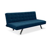 EVERGREENWEB - Divano Letto Clic Clac in Tessuto colore Beige. Divano Letto 3 posti dal Design Moderno, Prontoletto pratico e comodo con materasso in Foam - Modello Scarlett (Blu)