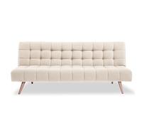EVERGREENWEB - Divano Letto clic clac in tessuto. Divano letto 3 posti Stile Scandinavo, Design moderno, Prontoletto Trapuntato, Imbottitura alta densità, gambe in legno - Fordy (Beige)