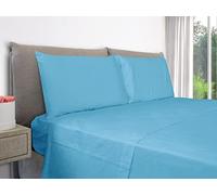 EVERGREENWEB - Federe Cuscini Letto Matrimoniale 50x80 cm, Set di 2 copricuscini in Puro Cotone con patella interna, Anallergico, lavabile in lavatrice - Azzurro