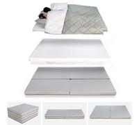 EVERGREENWEB - Materasso Singolo e Matrimoniale 4 in 1 - Pouf - Futon Pieghevole SalvaSpazio in Waterfoam, Sfoderabile Lavabile, Letto con 2 Trapunte + Doppio Kit Biancheria in Cotone Naturale Offerta