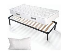 EVERGREENWEB - Kit Rete e Materasso Alto 20 cm con Cuscino Memory Foam GRATIS, Materasso Waterfoam Ortopedico, RETI Doghe in Legno, Base Letto da Incasso, Rinforzata 4 Piedi Smontabili - 120x210 cm