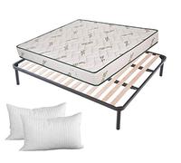 EVERGREENWEB Kit Rete e Materasso Matrimoniale 140x190 Aloe Vera Alto 20 cm con Coppia Cuscini Memory Foam Gratis Set Letto Materasso Effetto Massaggiante e Rete a Doghe Legno Ortopedica Offerta