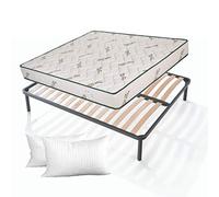 EVERGREENWEB Kit Rete e Materasso Matrimoniale 170x190 Aloe Vera Alto 20 cm con Coppia Cuscini Memory Foam Gratis Set Letto Materasso Effetto Massaggiante e Rete a Doghe Legno Ortopedica Offerta
