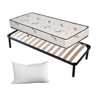 EVERGREENWEB Kit Rete e Materasso Singolo 80x200 Aloe Vera Alto 20 cm con Cuscino Memory Foam Gratis Set Letto Materasso Effetto Massaggiante e Rete Singola a Doghe in Legno Ortopedica - Offerta