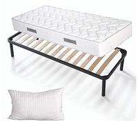 Evergreenweb - Kit Rete e Materasso Singolo 80x200 Alto 20 cm + Cuscino Memory Foam Gratis, Set Letto Materasso Effetto MASSAGGIANTE e Rete Singola a Doghe in Legno Naturale Ortopedica Offerta