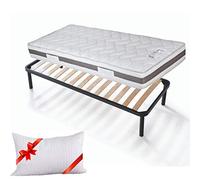 Evergreenweb - Kit Rete e Materasso Singolo 85 x 200 Alto 20 cm con CUSCINO Memory INCLUSO, Set Letto Materasso a MOLLE in ACCIAIO e Water Foam EXTRA COMFORT + Rete Singola a Doghe in Legno ORTOPEDICA