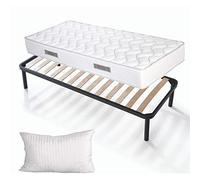EVERGREENWEB Kit Rete e Materasso Una Piazza e Mezzo 120x200 Alto 20 cm con Cuscino Memory Foam Gratis, Set Letto Materasso Effetto MASSAGGIANTE e Rete Singola a Doghe in Legno Ortopedica, Offerta