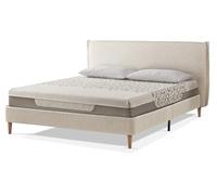 EVERGREENWEB - Letto 1 Piazza e Mezza con Materasso 120x200 alto 20 cm in Memory Foam, Base Letto 12 Doghe in Legno + Cuscino in Fiocco Memory GRATIS Elegante Testata Rivestimento Tessuto colore Beige