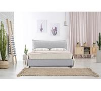 EVERGREENWEB - Letto con Contenitore con Materasso Matrimoniale e Rete Doghe in Legno + 2 Cuscini Memory, Testiera in Tessuto Sfoderabile color Tortora, Stile Moderno ideale per Camera da Letto, ALEXA