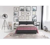 EVERGREENWEB Letto Matrimoniale con Box Contenitore, Materasso Memory + Rete a Doghe in Legno 140x195 cm + Coppia Cuscini, Elegante Testiera color Grigio Scuro, Tessuto Imbottito SFODERABILE Lavabile