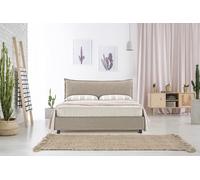 EVERGREENWEB Letto Matrimoniale con Contenitore 180x210 cm Elegante Struttura Letto King Size Imbottita, Rete a doghe in Legno Inclusa, Moderna Testiera Rivestimento SFODERABILE Tessuto Tortora, ARLES