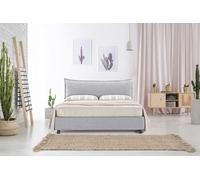 EVERGREENWEB Letto Matrimoniale con Moderno Box Contenitore e Rete a Doghe in Legno per Materassi Matrimoniali Elegante Testiera in Tessuto Imbottito Sfoderabile Color Grigio