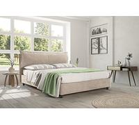 EVERGREENWEB - Letto Matrimoniale King Size 180 x 200 cm con Moderno Box Contenitore e Rete a Doghe in Legno Elegante Testiera Tessuto Imbottito SFODERABILE Ideale per Camera da Letto color Tortora