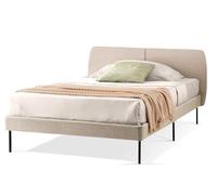 EVERGREENWEB - Letto Piazza e Mezza con Materasso 120x200 alto 20 cm in Waterfoam Flex, Base Letto 12 Doghe in Legno + Cuscino in Fiocco Memory, Testata Quadrata Stondata, Rivestimento Tessuto Beige