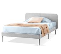 EVERGREENWEB - Letto Piazza e Mezza con Materasso 120x200 alto 20 cm in Waterfoam Flex, Base Letto 12 Doghe in Legno + Cuscino in Fiocco Memory, Testata Quadrata Stondata, Rivestimento Tessuto Grigio
