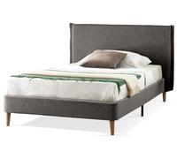 EVERGREENWEB - Letto Piazza e Mezzo con Materasso 120x200 alto 20cm in Waterfoam Flex, Base Letto 12 Doghe in Legno + Cuscino in Fiocco Memory Foam GRATIS Elegante Testata Rivestimento Tessuto Tortora