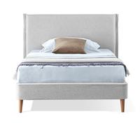 EVERGREENWEB Letto Piazza e Mezzo in doghe in legno con Testata e rivestimento in tessuto Grigio Chiaro | facile da montare |Adatto per materasso cm 120x200 | Letto di Design |Mod. Parigi