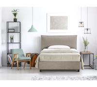 EVERGREENWEB Letto una Piazza e Mezza con Contenitore 120x195 cm, Elegante Struttura Imbottita per Adulti e Ragazzi, Rete a doghe in Legno Inclusa, Moderna Testiera Rivestimento SFODERABILE Tortora