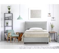 EVERGREENWEB Letto una Piazza e Mezza con Contenitore 120x195 cm Elegante Struttura Imbottita per Adulti e Ragazzi Rete a doghe in Legno Inclusa Moderna Testiera Rivestimento SFODERABILE Grigio Chiaro