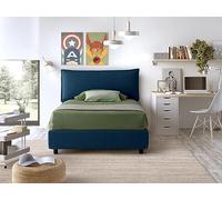 EVERGREENWEB Letto una Piazza e Mezza con Contenitore 120x195 cm, Elegante Struttura Letto Imbottita per Adulti e Ragazzi, Rete a doghe in Legno Inclusa, Moderna Testiera Rivestimento SFODERABILE Blu