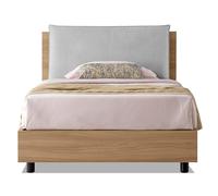 EVERGREENWEB Letto una Piazza e Mezza con Contenitore 120x195 cm, Elegante Testiera Imbottita con Cuscino Grigio Chiaro, Struttura in Legno Resistente effetto Rovere, Rete a Doghe INCLUSA Piedini Neri