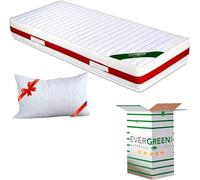 EVERGREENWEB - Materasso Letto Singolo 80x190 in Memory Foam & Poliuretano Ortopedico Alto 22 cm con Cuscino Cervicale Incluso, Lastra Onda MASSAGGIANTE, Rivestimento Anallergico Bianco SFODERABILE