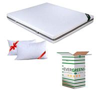 EVERGREENWEB - Materasso Matrimoniale 140x190 Alto 18 cm con COPPIA CUSCINI Memory Foam INCLUSI Lastra in Poliuretano Ortopedico Rivestimento SFODERABILE Lavabile Effetto MASSAGGIANTE per Reti e Letti