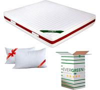 EVERGREENWEB - Materasso Matrimoniale 140x190 in Memory Foam Alto 22 cm con Coppia Cuscini Cervicale GRATIS, Lastra Massaggiante Ortopedico, Rivestimento Anallergico Bianco SFODERABILE x Reti e Letti